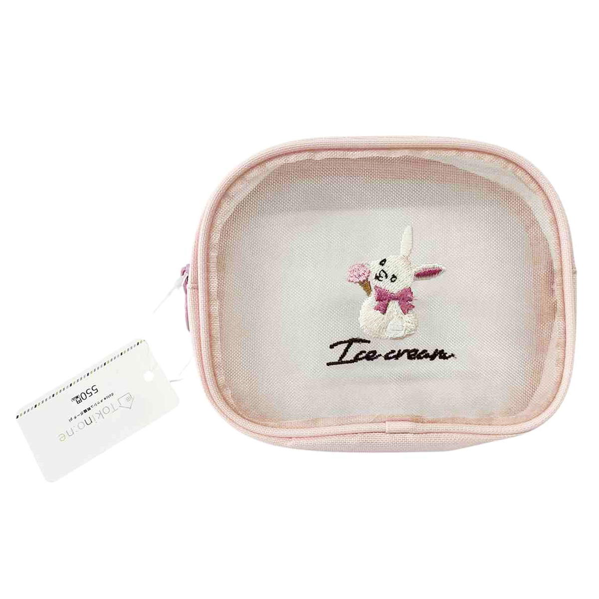 【OUTLET】Tokinone PB.dolceメッシュ刺繍ポーチピンク 000093