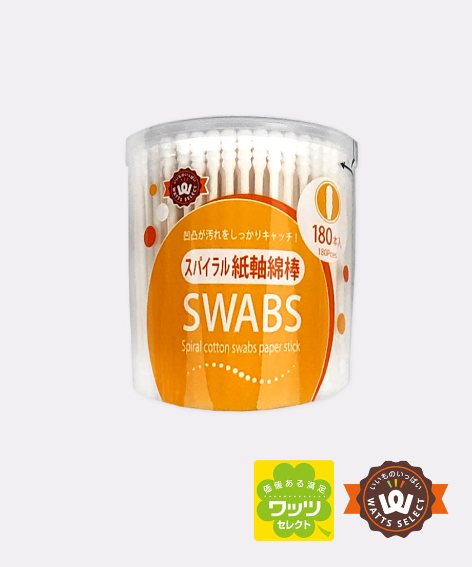 【OUTLET】綿棒 PB.スパイラル紙軸綿棒 180本入 017784