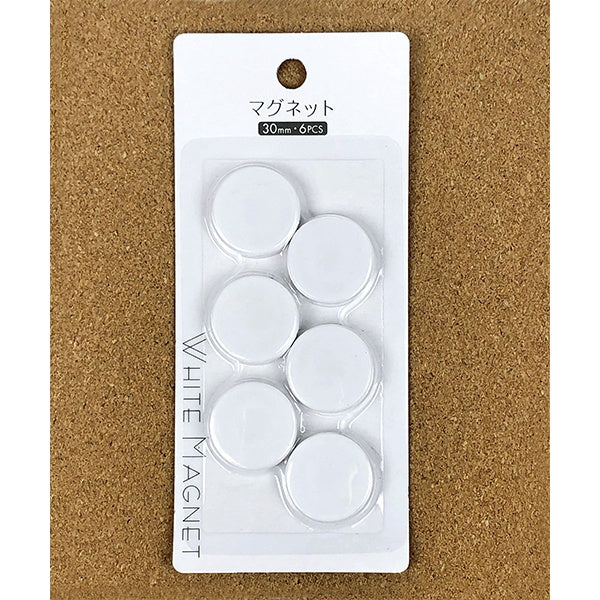 マグネット磁石 PB.マグネット 6個入 30mm ホワイト 018220