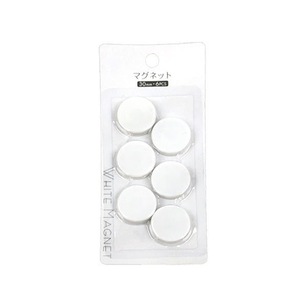 マグネット磁石 PB.マグネット 6個入 30mm ホワイト 018220