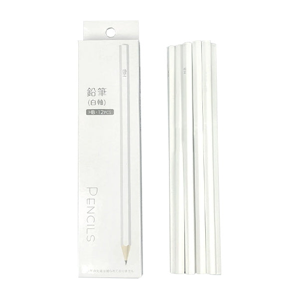 【OUTLET】エンピツ えんぴつ PB.鉛筆 HB 12本組 ホワイト軸 018573