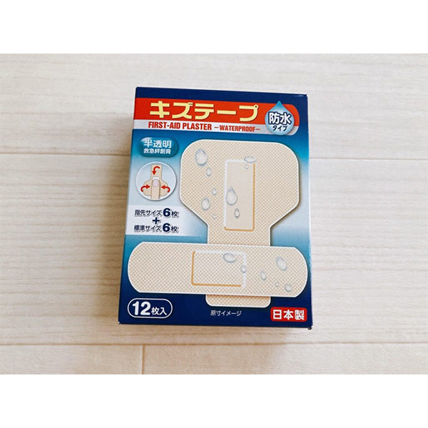 絆創膏 ばんそうこう キズテープ防水タイプ12枚/指先6枚+標準6枚 019534