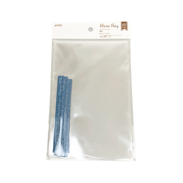 ギフトバッグ プレゼント用バッグ ラッピング袋 クリアバッグ 12P 無地 M 020367