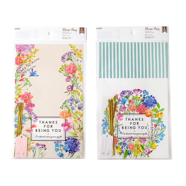 ラッピング用クリアバッグ 4P ボタニカル L 023674