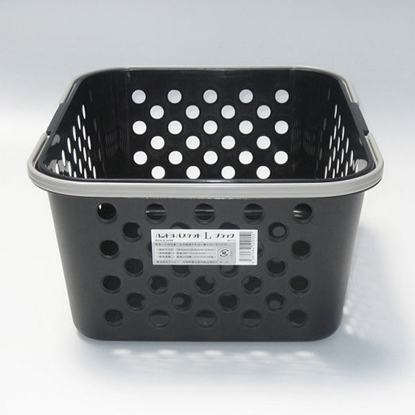 収納ボックス 収納ケース ストック収納 ハンドルバスケット L ブラック 24×28.5×13.5cm 024215