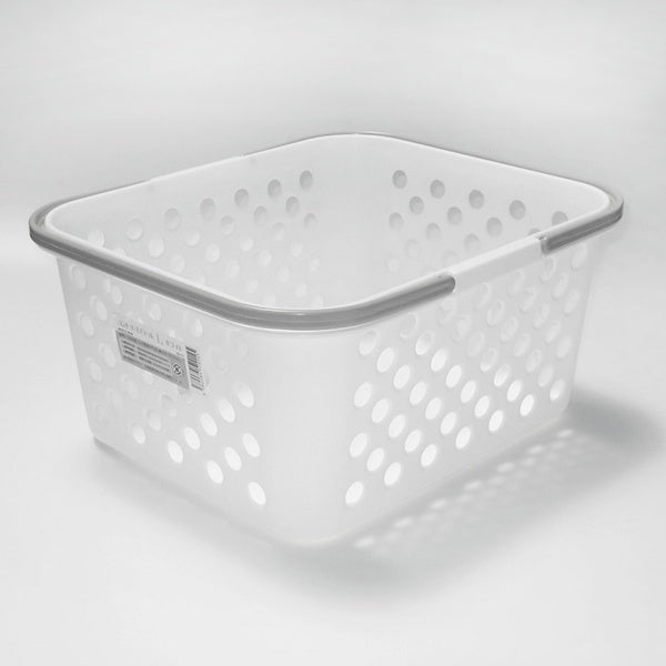 収納ボックス 収納ケース ストック収納 ハンドルバスケット L ホワイト 24×28.5×13.5cm 024219