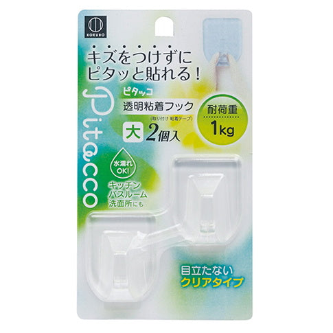 Pitacco 透明粘着フック 2個入 大 クリア 027339