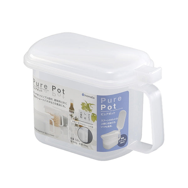 【OUTLET】粉物ケース ストックケース 砂糖 小麦粉 塩 ピュアポット スプーン付 ホワイト 031614