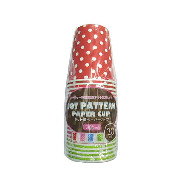 紙コップ ドット柄ペーパーカップ205ml 20個入 032606