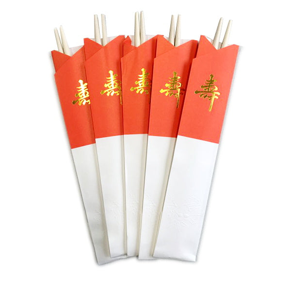 【OUTLET】正月 祝い箸 紅白三つ折り 5膳 035410