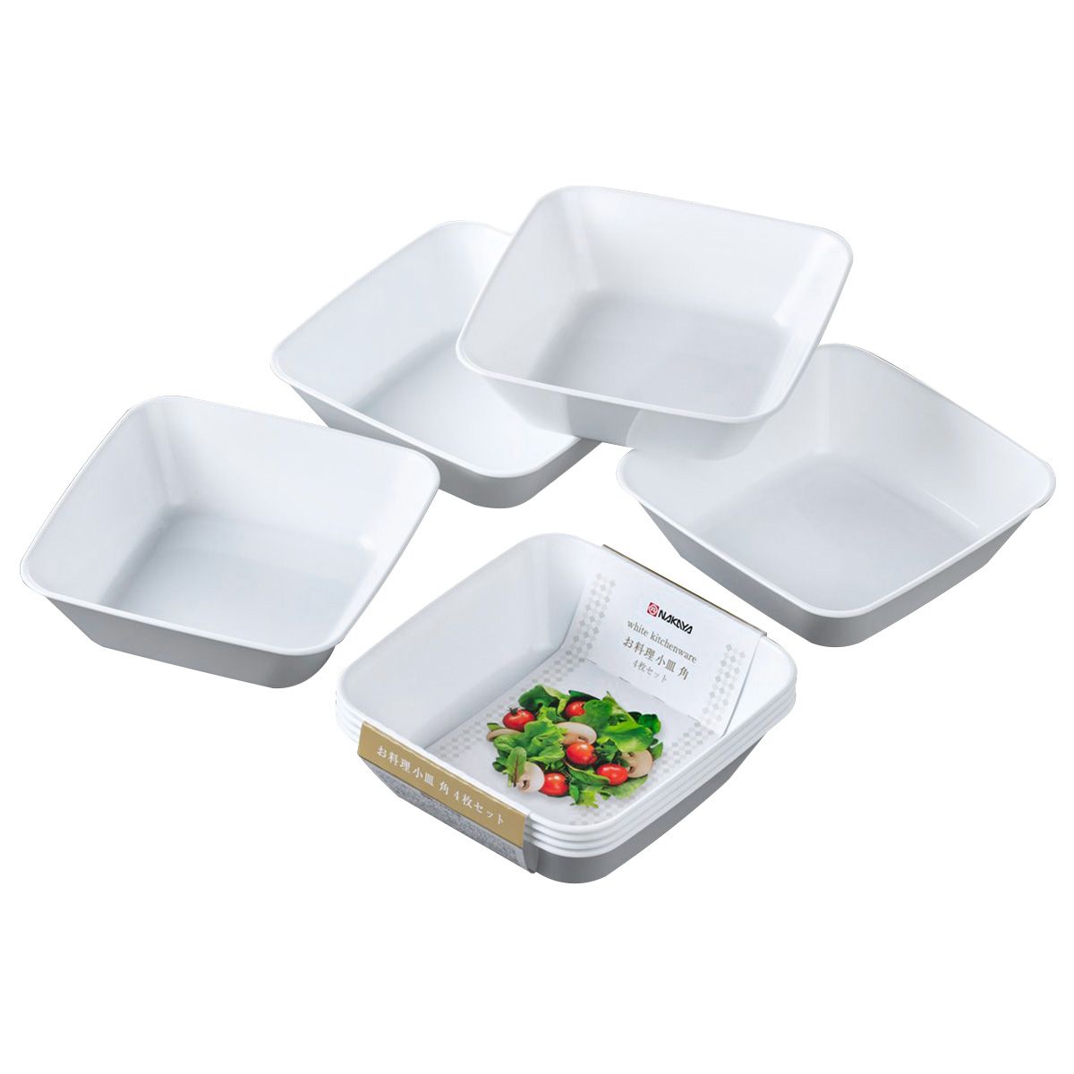 お料理小皿/角 4Pホワイト 038480