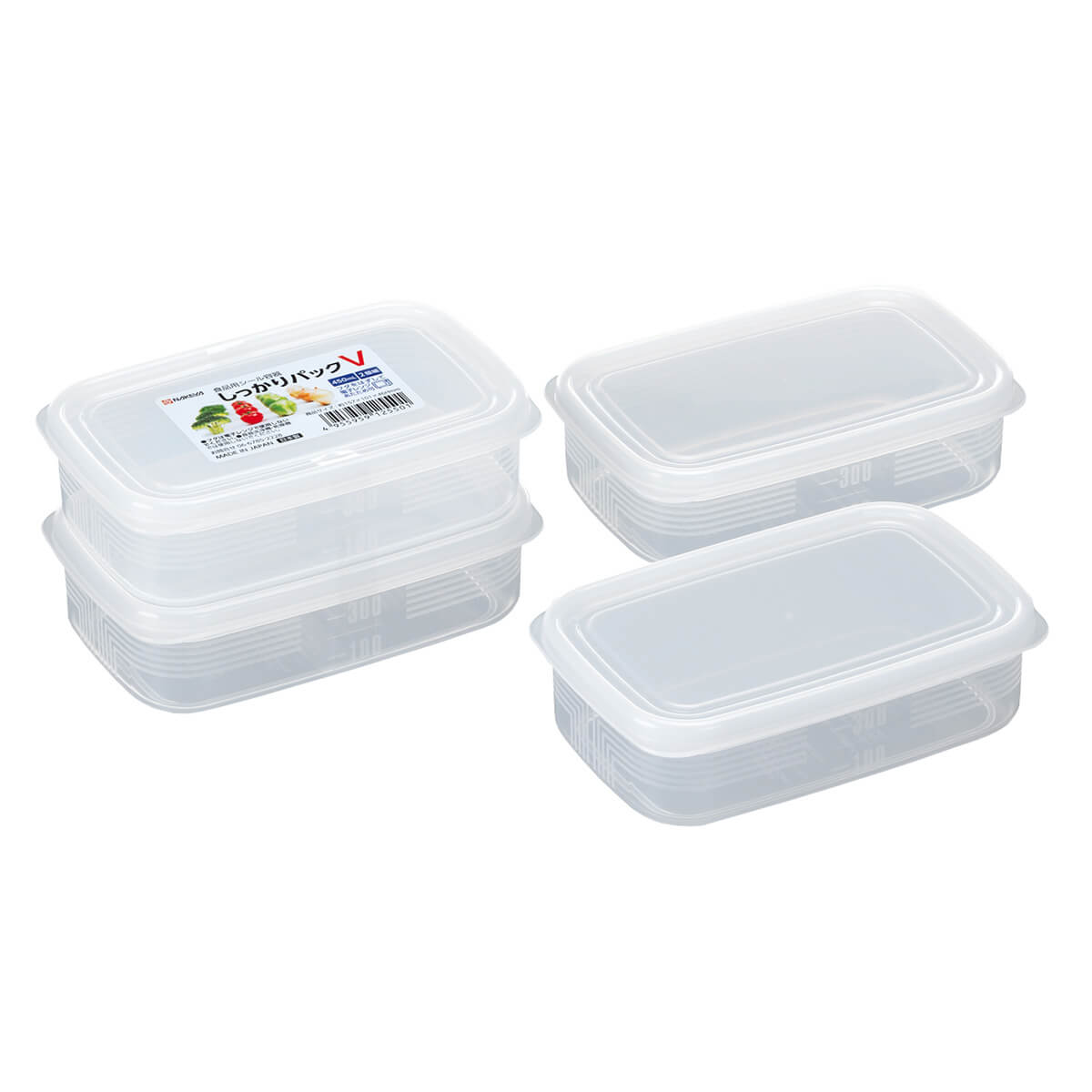 しっかりパック V 2P 450ml クリア 食品保存 食品ストックケース 039328