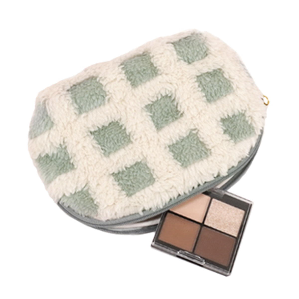 【在庫限り】Tokinone PB.もこもこシェル形ポーチ チェック柄 GY 041665