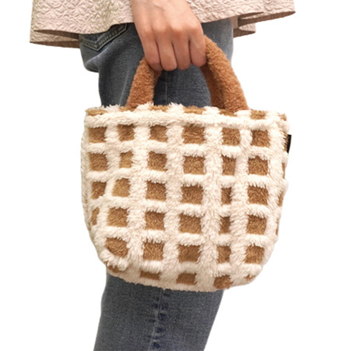 【在庫限り】Tokinone PB.もこもこトートバッグ チェック柄 BR 041709