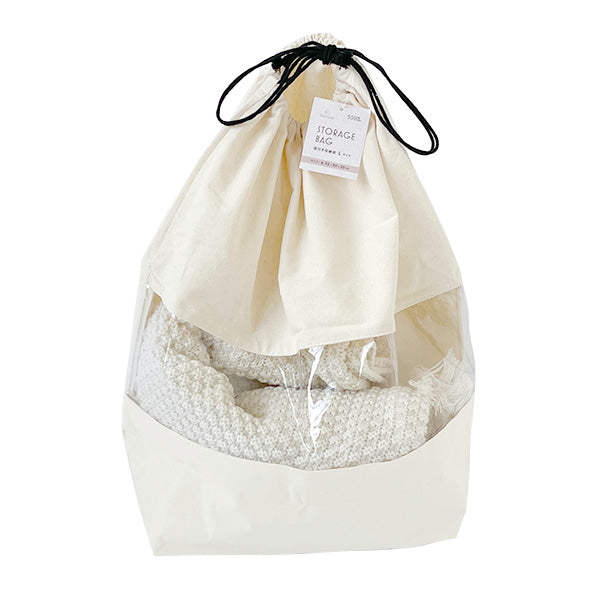 巾着袋 巾着ポーチ バッグインバッグ トラベルポーチ 収納バッグ Tokinone PB. 窓付き収納袋 L 52x50x20cm ホワイト 041759