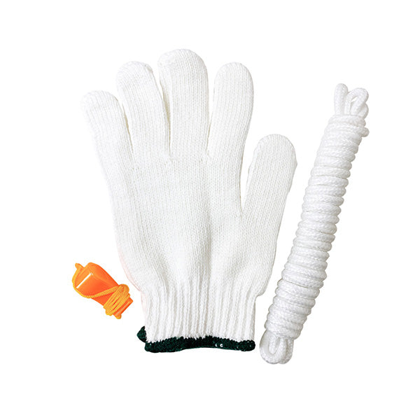 軍手・ロープ・笛3点セット 防災 遭難対策 043763