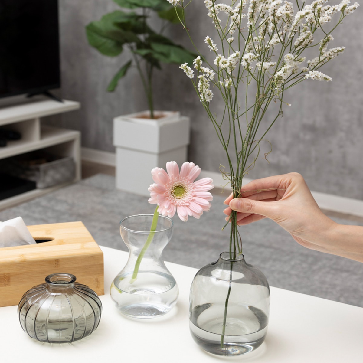 花瓶 花びん 花器 Tokinone PB. フラワーベース円形 グレー φ9.5×H13.5cm 046868