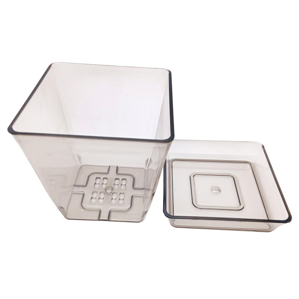 Tokinone PB.植木鉢鉢皿付き四角 3号 グレー 046955