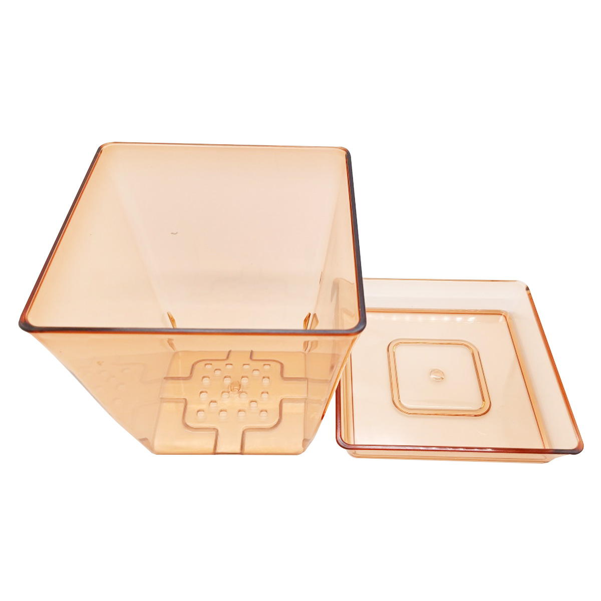 Tokinone PB.植木鉢鉢皿付き四角 4号 アプリコット 046977