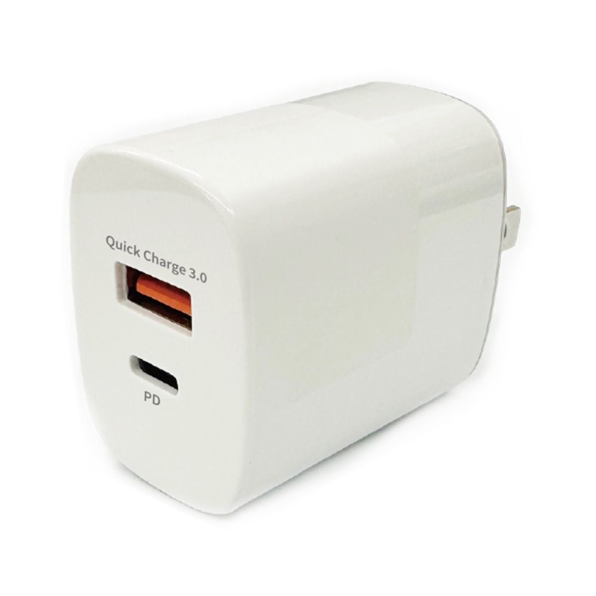 急速充電器 高速 PB.超速充電器PD+QC Type-A Type-C 20W ホワイト 050988