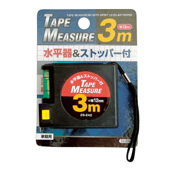 水平器&ストッパー付メジャー 3m 052013