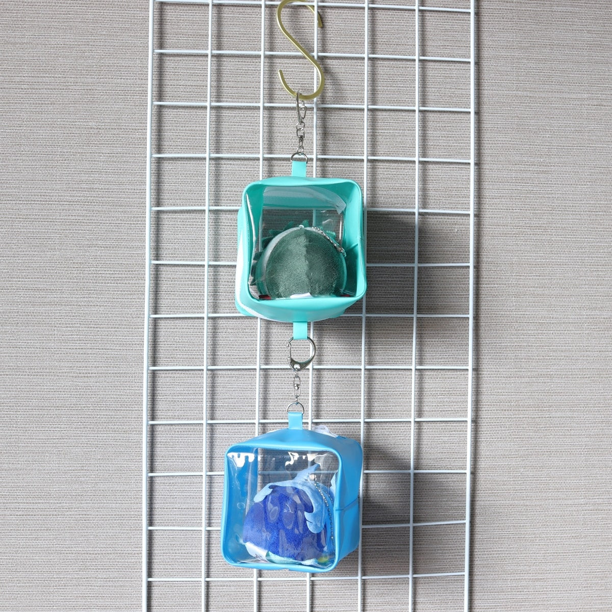 ぬいポーチ ぬいケース PB.繋げるぬい収納ポーチ キューブ (グリーン・ブルー)ぬい活 054900