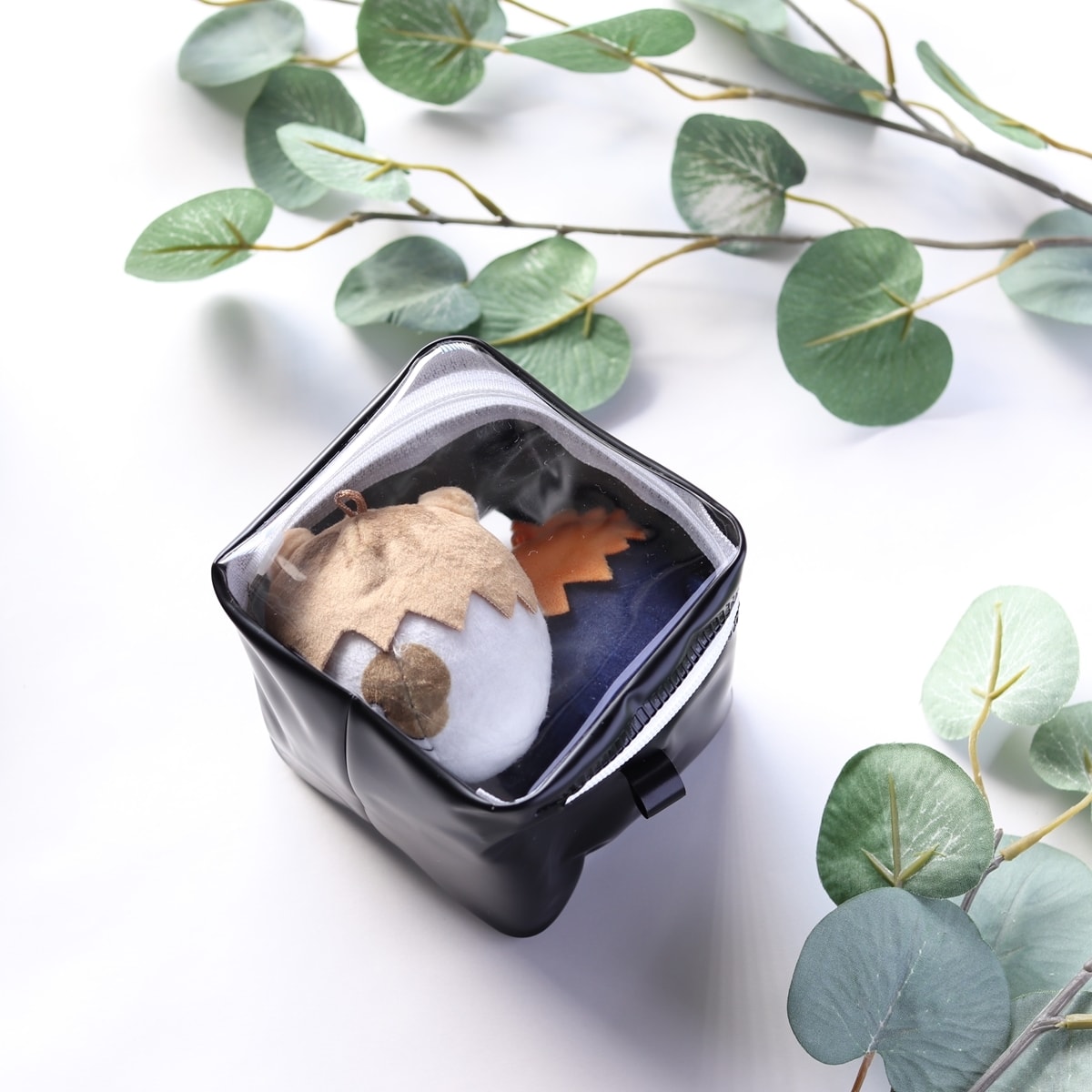 ぬいポーチ ぬいケース PB.繋げるぬい収納ポーチ キューブ (ブラック)ぬい活 054908