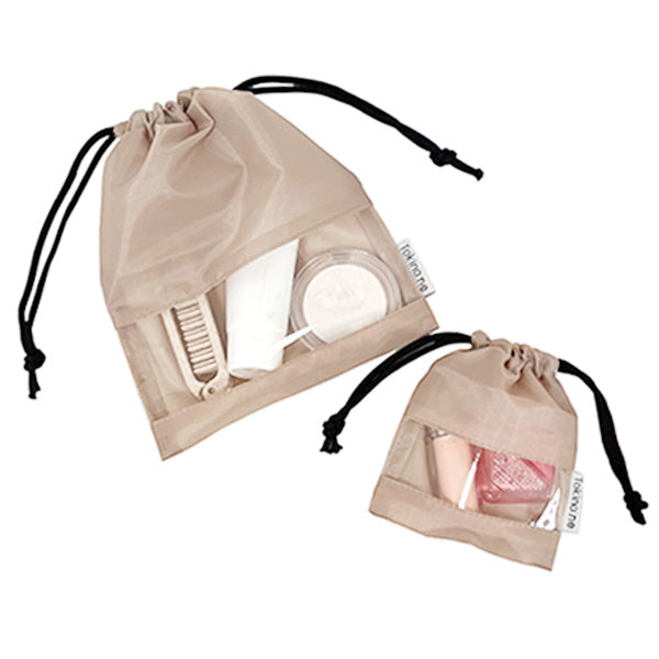 巾着袋 バッグインバッグ 巾着バッグ Tokinone PB.窓付き巾着ポーチ2枚組 ベージュ 057933