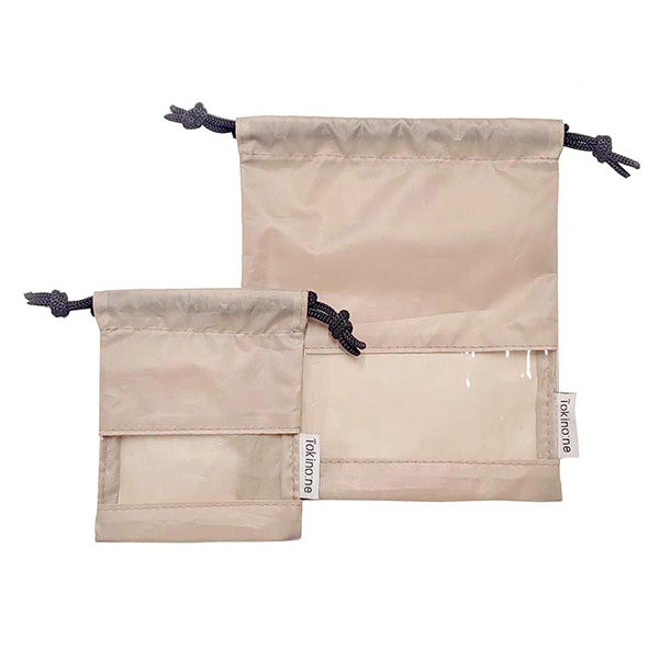 巾着袋 バッグインバッグ 巾着バッグ Tokinone PB.窓付き巾着ポーチ2枚組 ベージュ 057933