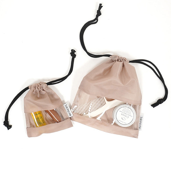 巾着袋 バッグインバッグ 巾着バッグ Tokinone PB.窓付き巾着ポーチ2枚組 ベージュ 057933