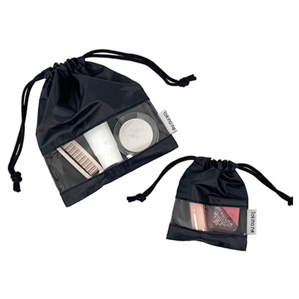 巾着袋 バッグインバッグ 巾着バッグ Tokinone PB.窓付き巾着ポーチ2枚組 ブラック 057934