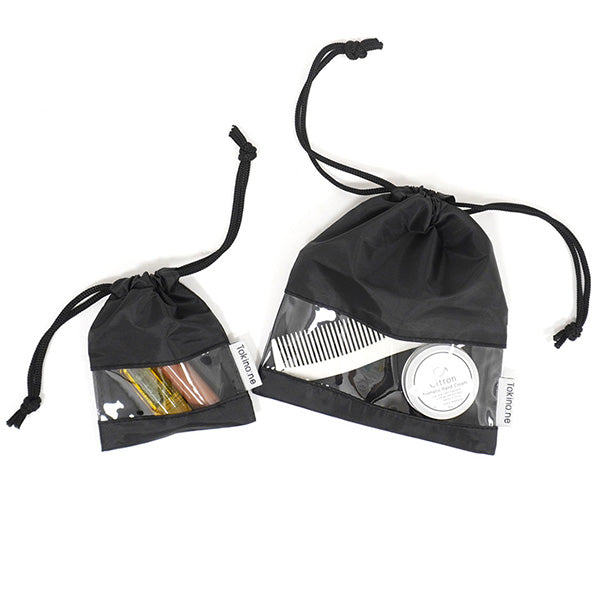 巾着袋 バッグインバッグ 巾着バッグ Tokinone PB.窓付き巾着ポーチ2枚組 ブラック 057934