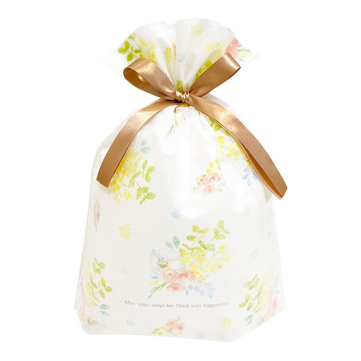 【OUTLET】ギフトバッグ 巾着袋 PB.巾着BAG L マチ付き不織布W ボタニカル 058313