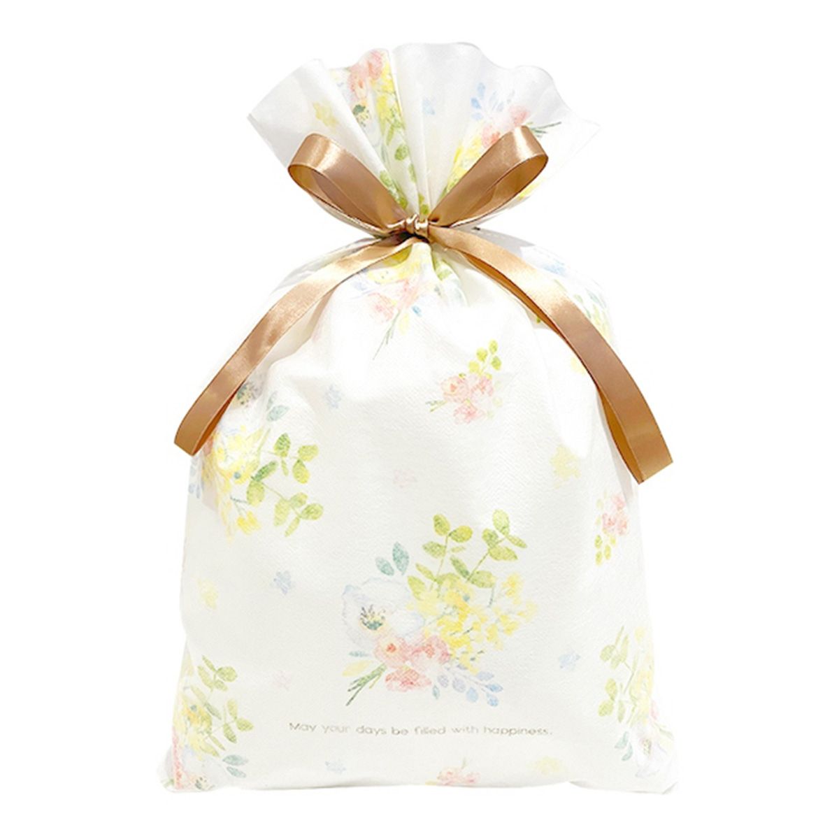 【OUTLET】ギフトバッグ 巾着袋 PB.巾着BAG LL マチ付き不織布W ボタニカル 058314