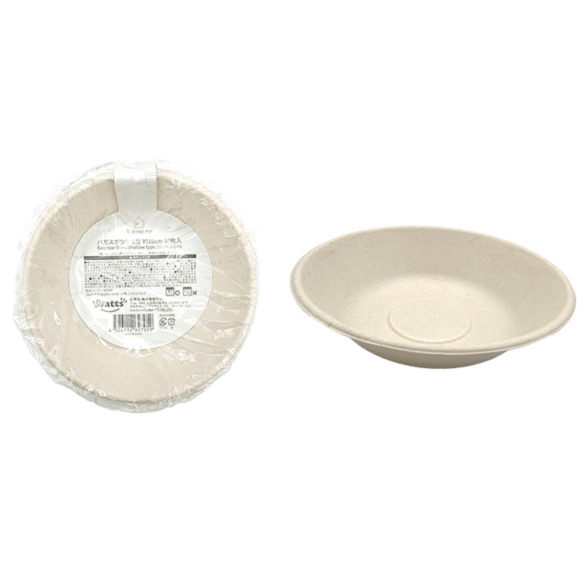 【在庫限り】Tokinone PB.バガスボウル浅型 φ16cm 10枚入 062705