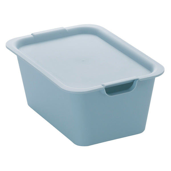 収納ケース 収納バスケット プラケース プレーンボックス プレーンボックス フタ付 M ライトブルー 062950