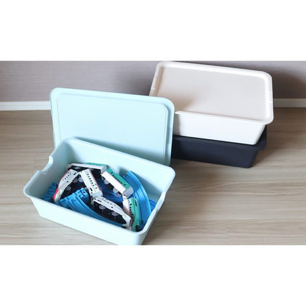 収納ケース 収納バスケット プラケース プレーンボックス プレーンボックス フタ付 M ライトブルー 062950