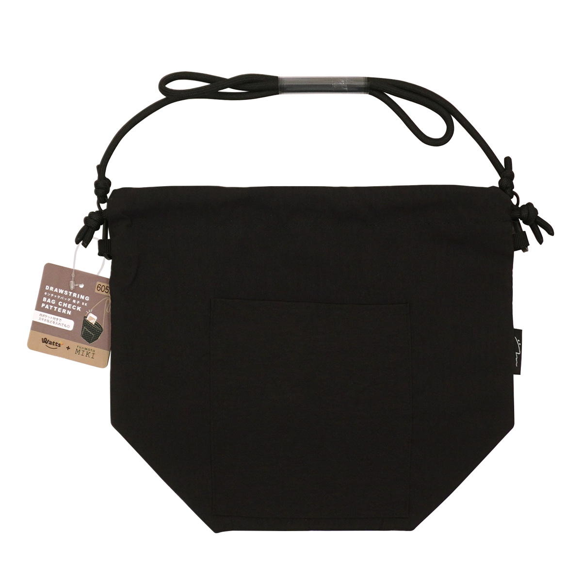 PB.藤本美貴コラボ 巾着バッグ 格子 ブラック 064380