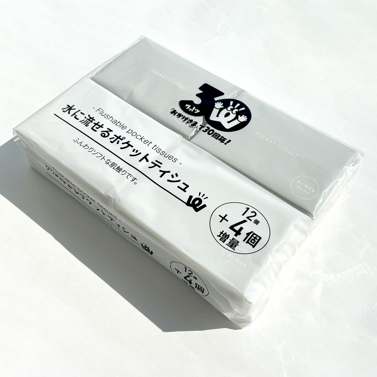 【30周年増量CP】PB水に流せるポケットティシュ 12個+4個入 064456