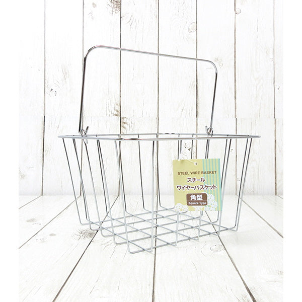バスケット かご 小物入れ スチールワイヤーバスケット 角型 シルバー 064918