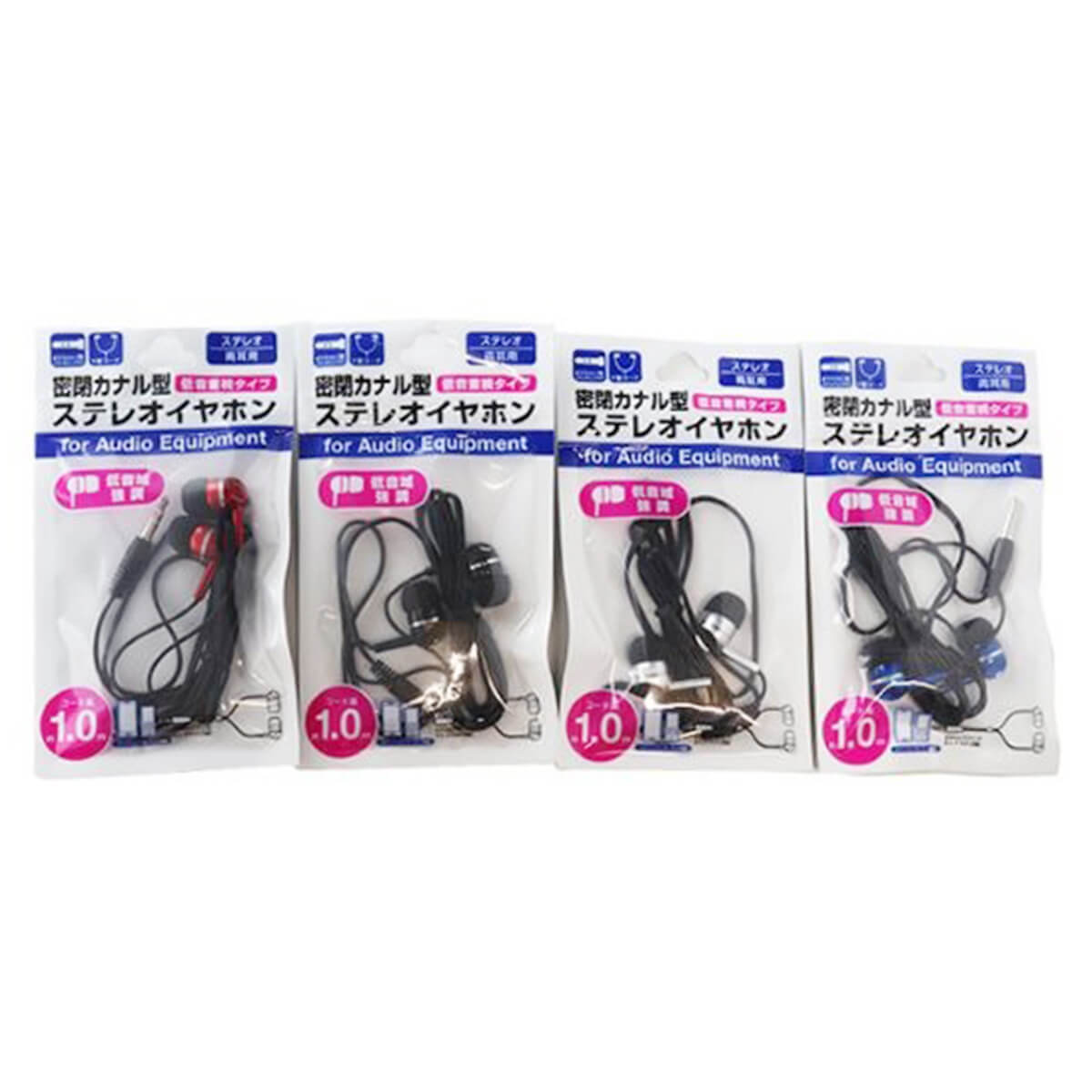 密閉カナル型ステレオイヤホン 低音重視タイプ 1.0m 067488