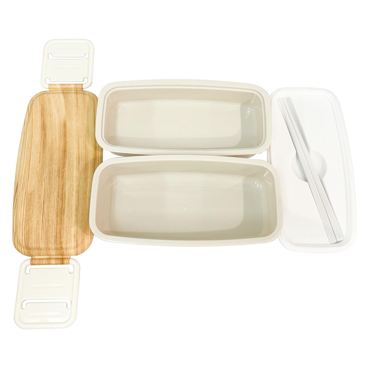 Tokinone PB.バンブープリント2ダンランチボックスOW 068207