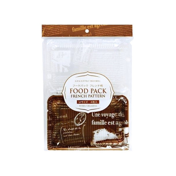 フードパック ランチボックス 弁当容器 フレンチ柄 M4枚入 071293