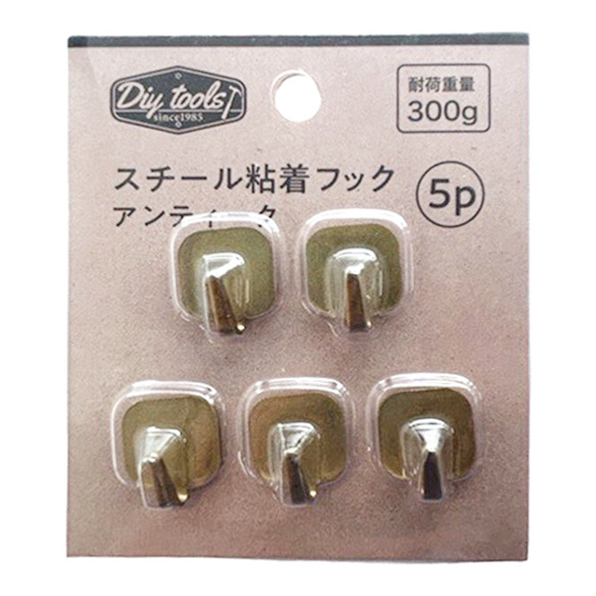 スチール粘着フック 四角 アンティーク 5P NF-1 076745