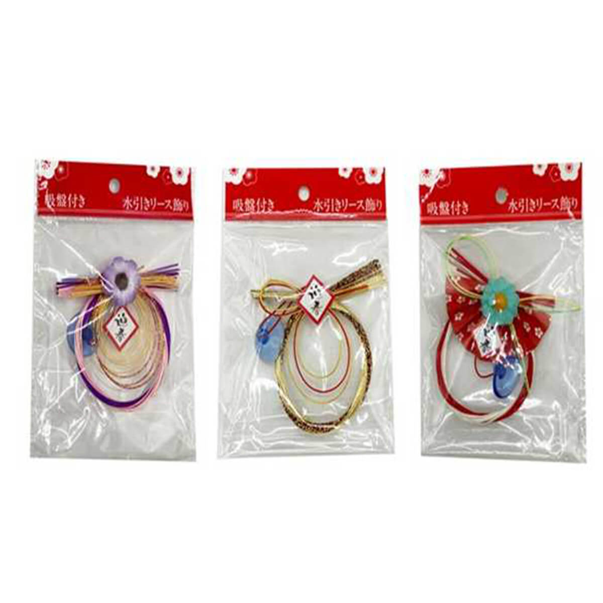 吸盤付き水引きリース飾り 077068