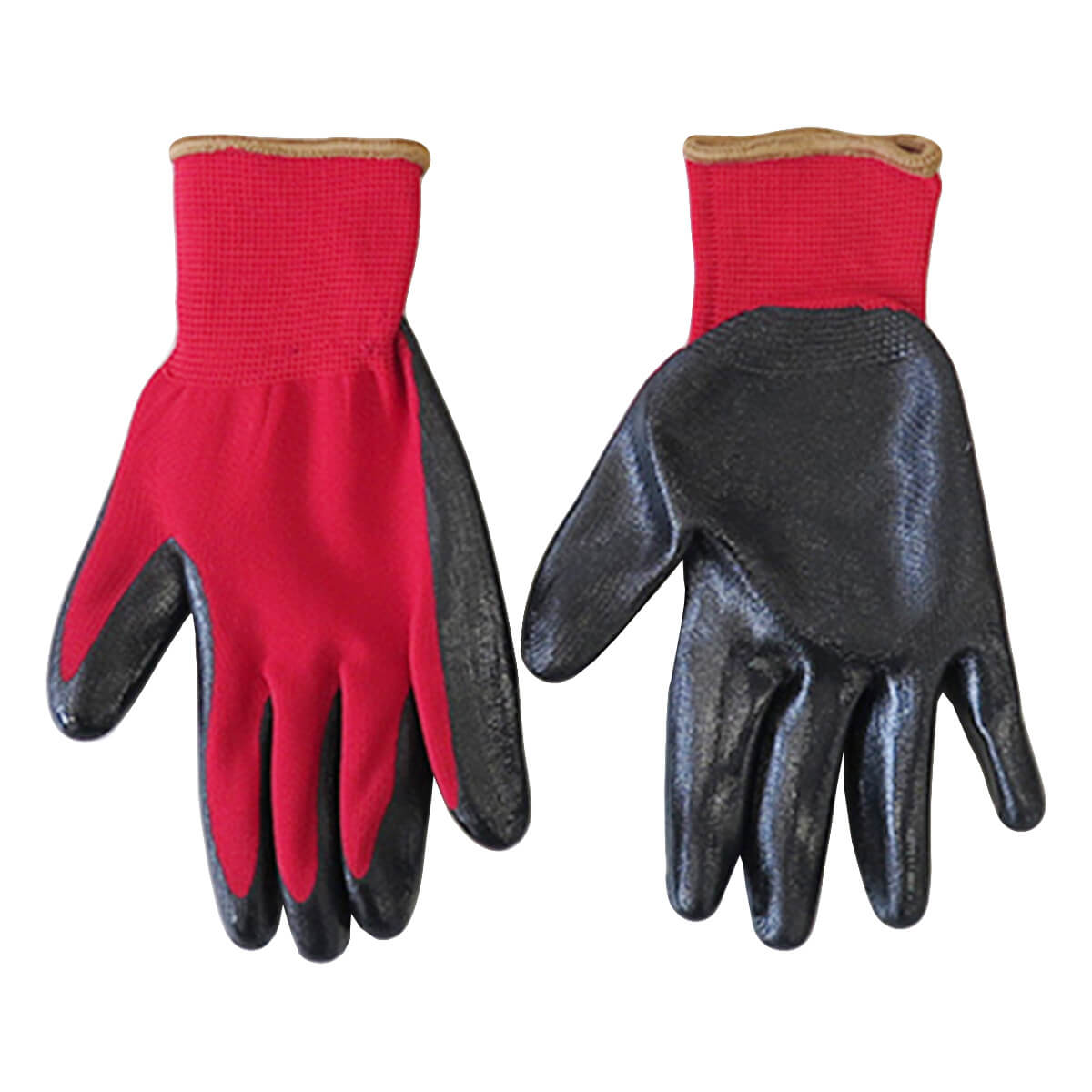 ニトリル手袋 軍手 背抜きて手袋 ガーデニンググローブ PB.ニトリル背抜き手袋 M レッド 077582
