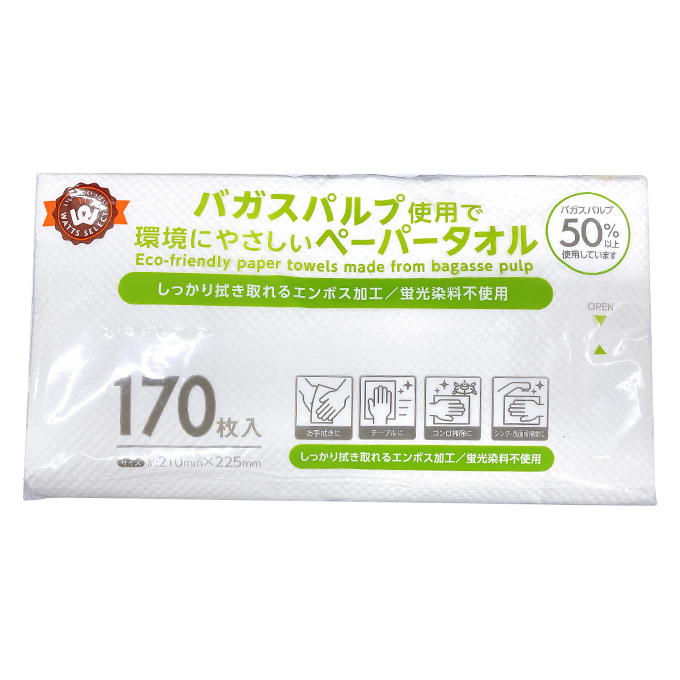 PB.バガス配合ペーパータオル170枚入 078104