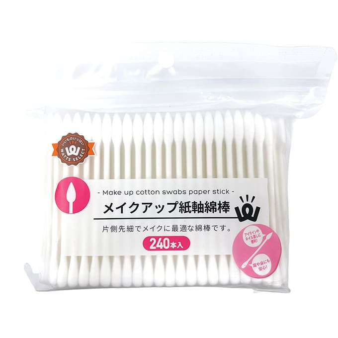 PB.チャック袋入メイクアップ紙軸綿棒240本入 詰替用 078108
