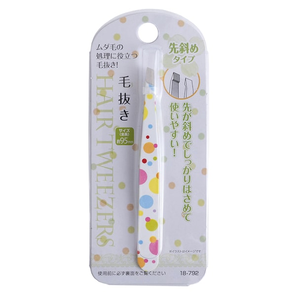 毛抜き ツイーザー ツィーザー ステンレス製 水玉柄毛抜き 先斜めタイプ 081915