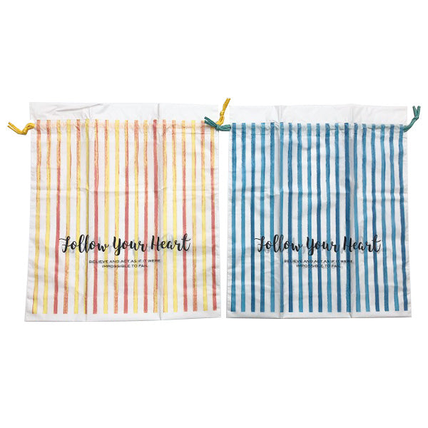 【OUTLET】トラベルポーチ きんちゃく袋 フロスト巾着袋 LL ストライプ W40xH45xD10cm 084388